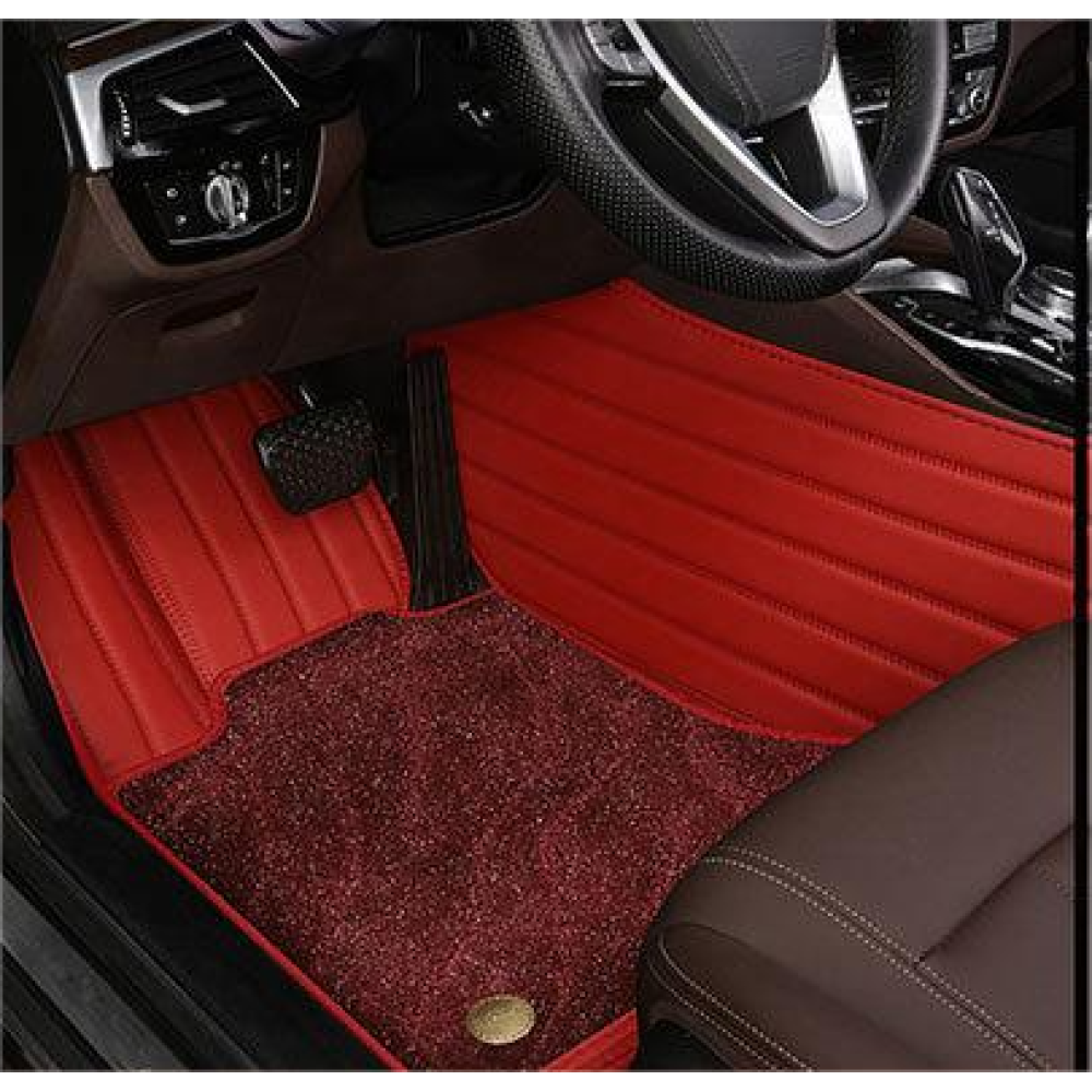 Suitable For BMW Full Encircling Car Floor Mat Leather Plus Star Blanket-Deep Red