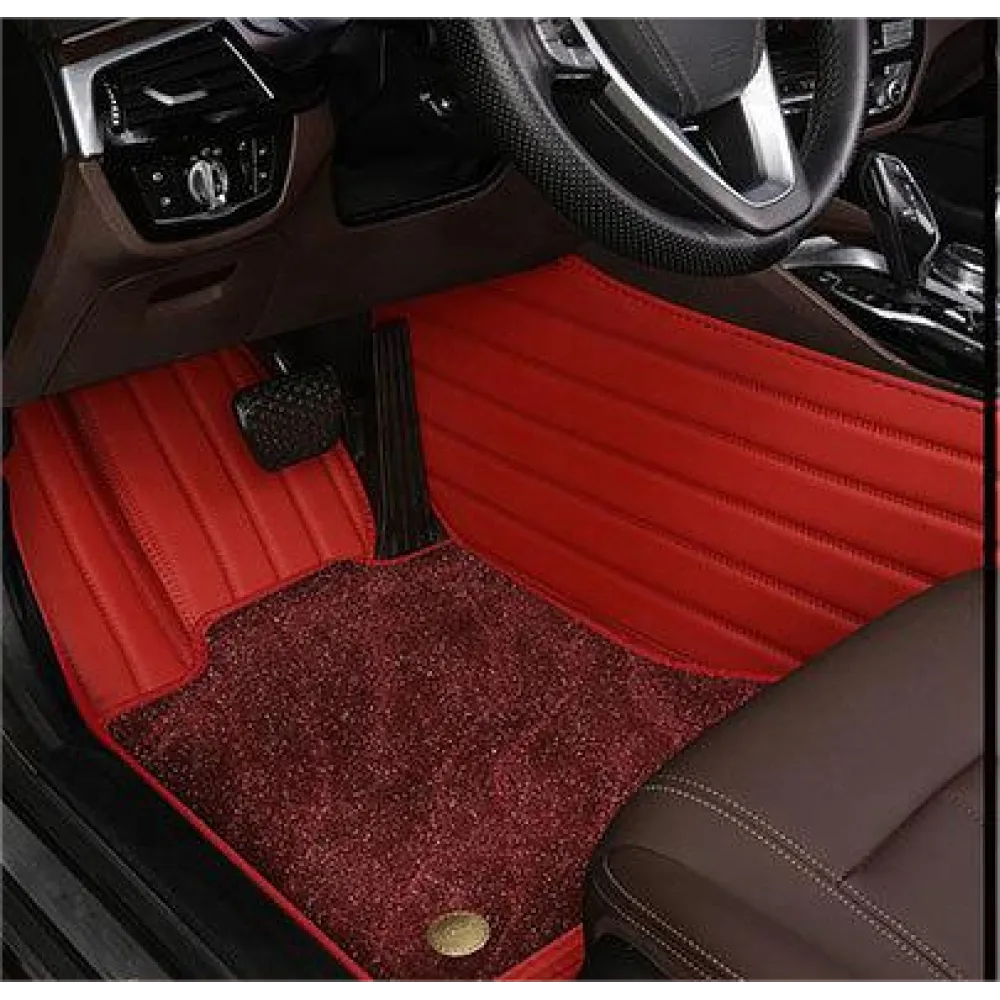 Suitable For BMW Full Encircling Car Floor Mat Leather Plus Star Blanket-Deep Red