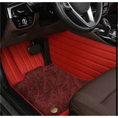 Suitable For Benz Full Encircling Car Floor Mat Leather Plus Star Blanket-Deep Red 01