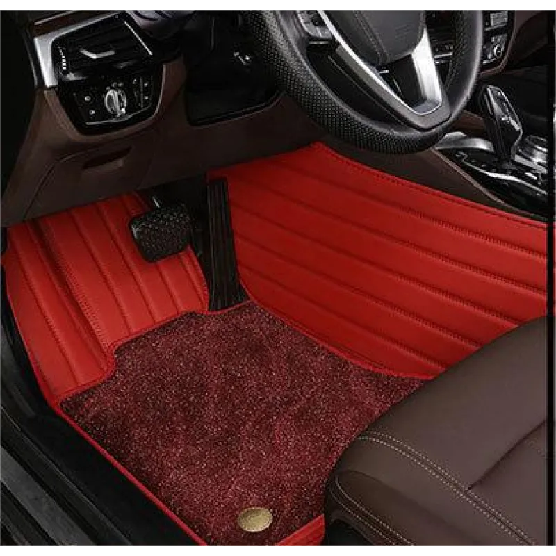 Suitable For BMW Full Encircling Car Floor Mat Leather Plus Star Blanket-Deep Red