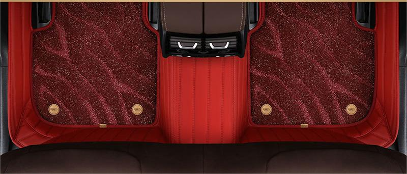 Suitable For  Audi Full Encircling Car Floor Mat Leather Plus Star Blanket-Deep Red