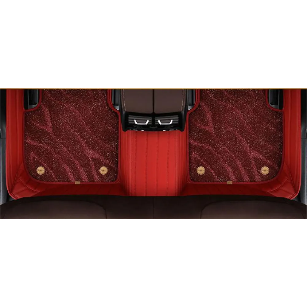 Suitable For BMW Full Encircling Car Floor Mat Leather Plus Star Blanket-Deep Red