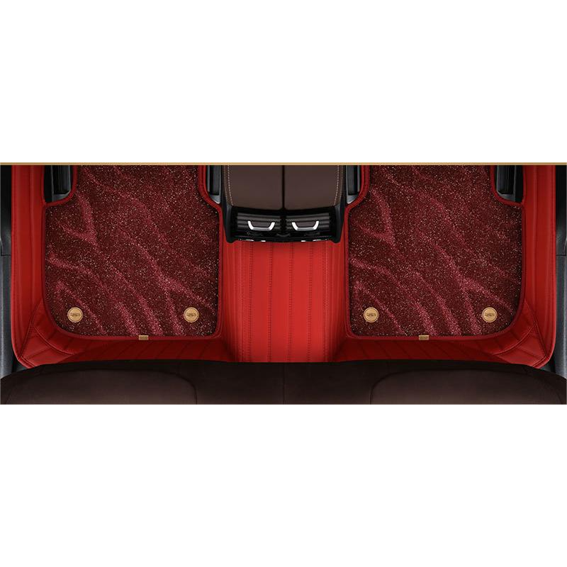 Suitable For BMW Full Encircling Car Floor Mat Leather Plus Star Blanket-Deep Red