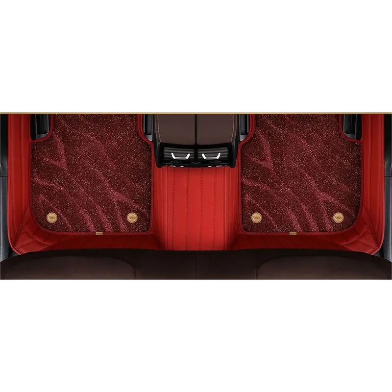 Suitable For BMW Full Encircling Car Floor Mat Leather Plus Star Blanket-Deep Red