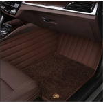 Suitable for Benz Fully Enclosed Car Floor Mats Made of Genuine Leather and Imitation Cashmere-Coffee