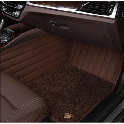 Suitable for Benz Fully Enclosed Car Floor Mats Made of Genuine Leather and Imitation Cashmere-Coffee 02