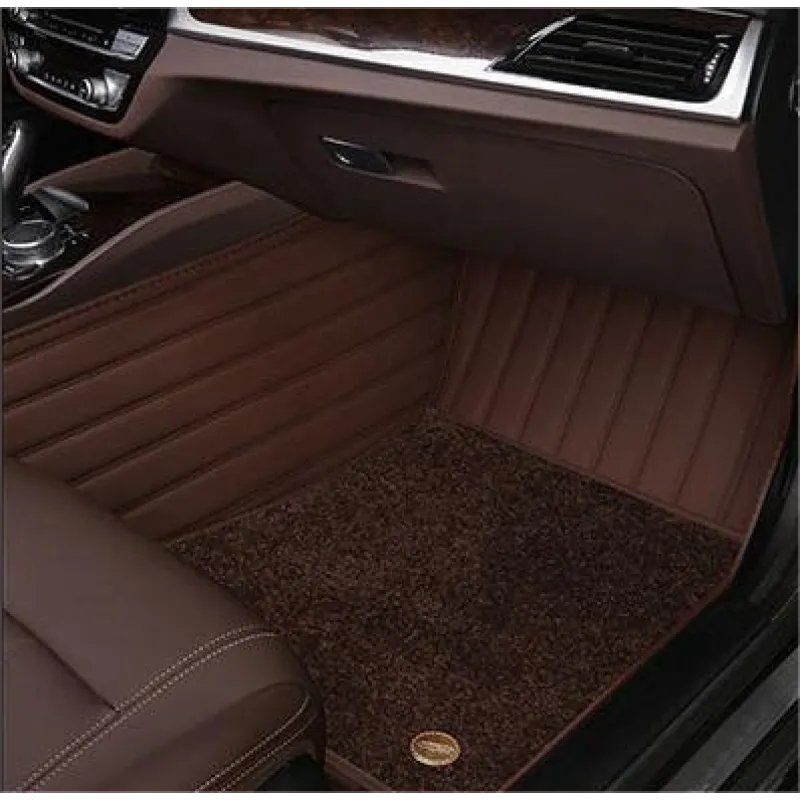 Suitable for Benz Fully Enclosed Car Floor Mats Made of Genuine Leather and Imitation Cashmere-Coffee