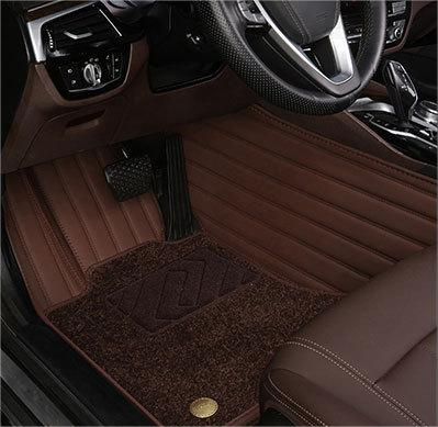 Suitable for Benz Fully Enclosed Car Floor Mats Made of Genuine Leather and Imitation Cashmere-Coffee