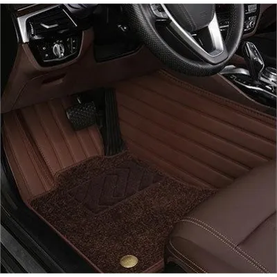 Suitable for Benz Fully Enclosed Car Floor Mats Made of Genuine Leather and Imitation Cashmere-Coffee 01