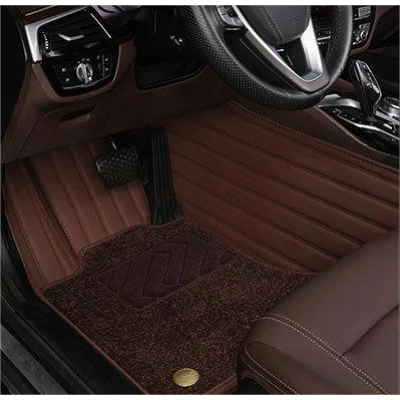 Suitable for Benz Fully Enclosed Car Floor Mats Made of Genuine Leather and Imitation Cashmere-Coffee 01