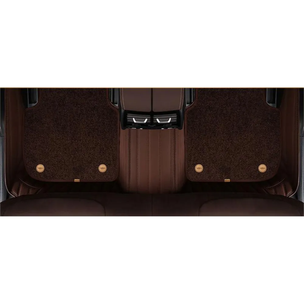 Suitable for Benz Fully Enclosed Car Floor Mats Made of Genuine Leather and Imitation Cashmere-Coffee