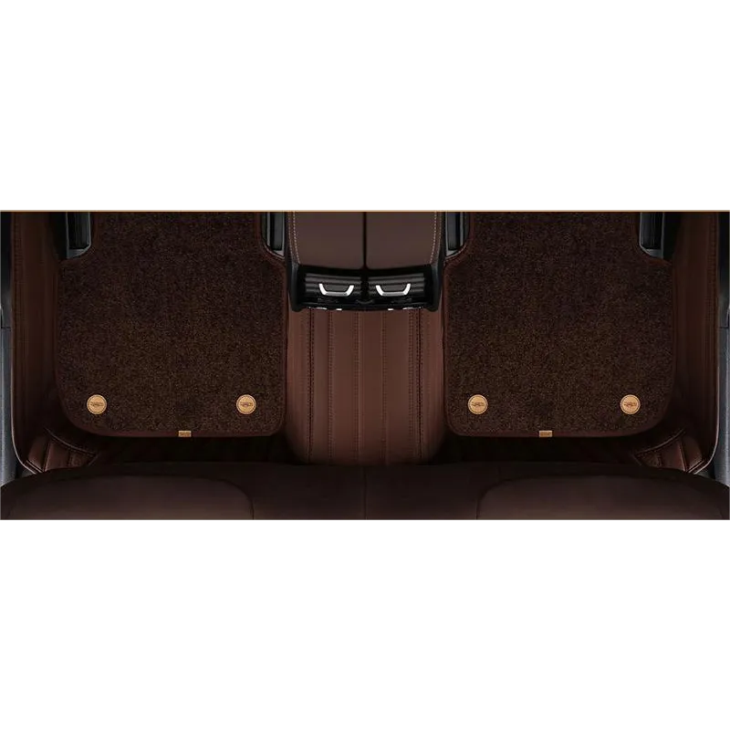Suitable for Benz Fully Enclosed Car Floor Mats Made of Genuine Leather and Imitation Cashmere-Coffee
