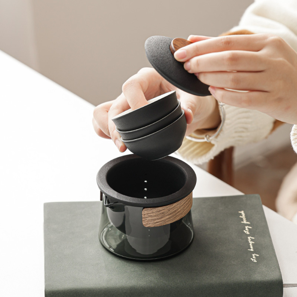 Wooden Anti-Scalding Handle Portable Car Tea Gift Set