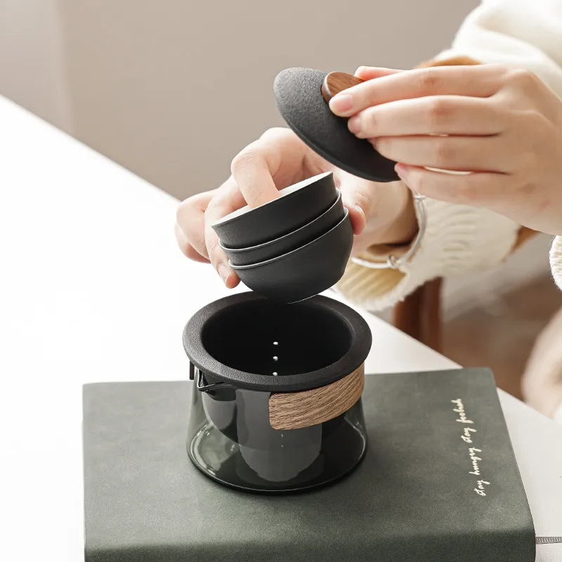Wooden Anti-Scalding Handle Portable Car Tea Gift Set