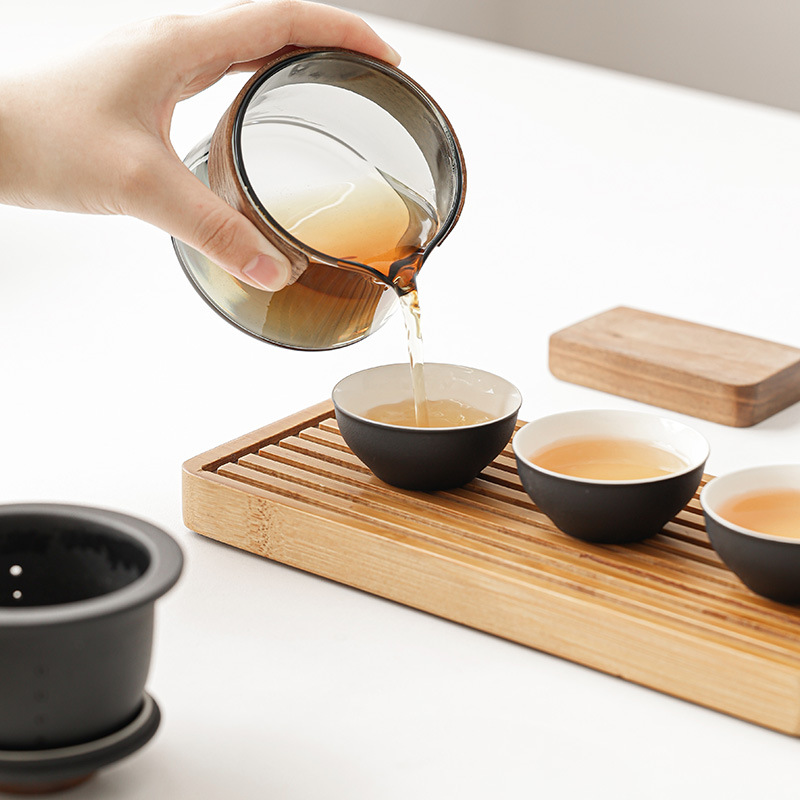 Wooden Anti-Scalding Handle Portable Car Tea Gift Set