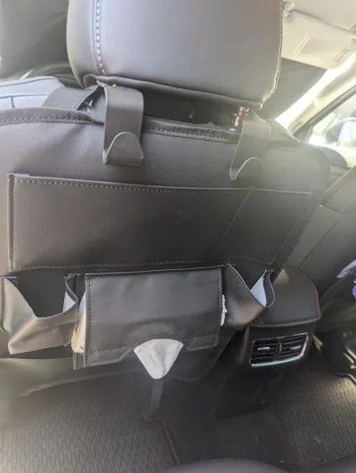 Leather Car Seat Storage Hanging Bag Black review ET