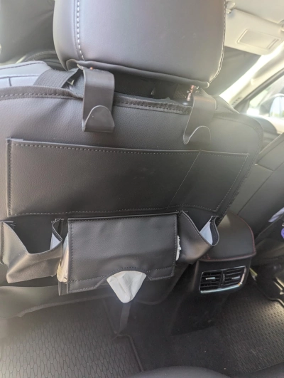 Leather Car Seat Storage Hanging Bag Black review ET