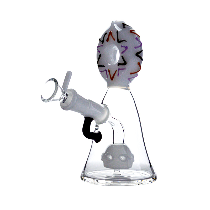 Cheap Glass Bubbler Beaker Bong Portable Dab Rig Donut Water Pipe W/ Showerhead Perc
