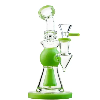 8 Inch Heady Glass Bong Little Beaker Dab Rig Showerhead Perc Water Pipe 01