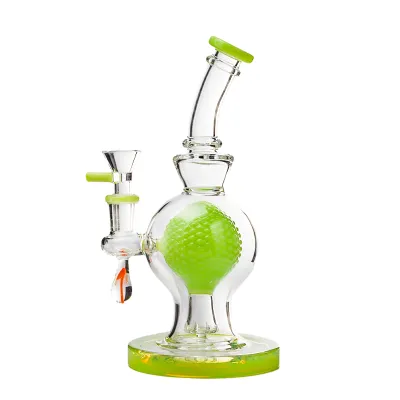 8 Inch Green Best Bong Showerhead Perc Small Dab Rig Portable Heady Glass Water Pipe 01