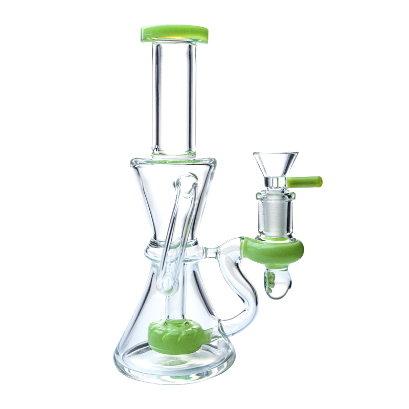 Mini Cheap Beaker Bong Glass Recycler Dab Rig Showerhead Perc Waterpipe
