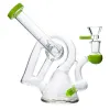 8 Inch Glass Beaker Bong Recycler Dab Rig Purple Green Sidecar Bubbler Water Pipe 