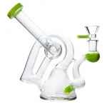 8 Inch Glass Beaker Bong Recycler Dab Rig Purple Green Sidecar Bubbler Water Pipe 
