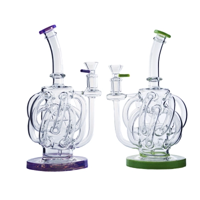 Best 12 Tubes Waterfall Glass Recycler Bongs Vortex Cyclone Dab Rigs  02