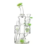 Best Double Recycler Bong Dab Rig Sprinkler-Propeller Perc Green Glass Water Pipe