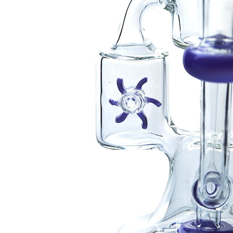Best Double Recycler Bong Dab Rig Sprinkler-Propeller Perc Green Glass Water Pipe