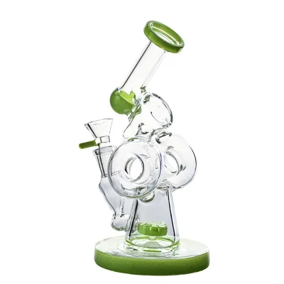 8 Inch Glass Beaker Bong Recycler Dab Rig Sidecar Bubbler Donut Showerhead Perc Water Pipe 01