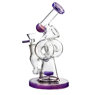 8 Inch Glass Beaker Bong Recycler Dab Rig Sidecar Bubbler Donut Showerhead Perc Water Pipe 02