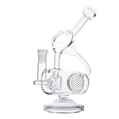 Cheap Clear Glass Recycler Bong Honeycomb-Inline Perc Dab Rig Sidecar Bubbler Waterpipe 02