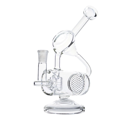 Cheap Clear Glass Recycler Bong Honeycomb-Inline Perc Dab Rig Sidecar Bubbler Waterpipe 02