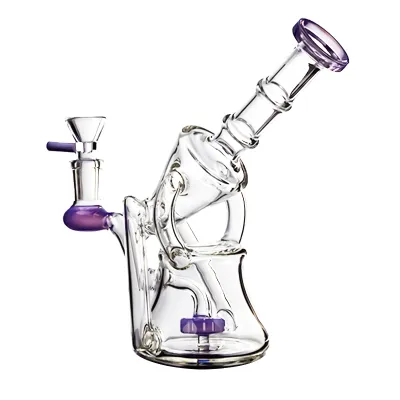 Portable Recycler Dab Rig Glass Beaker Bong Sidecar Bubbler Water Pipe W/ Showerhead Perc 01