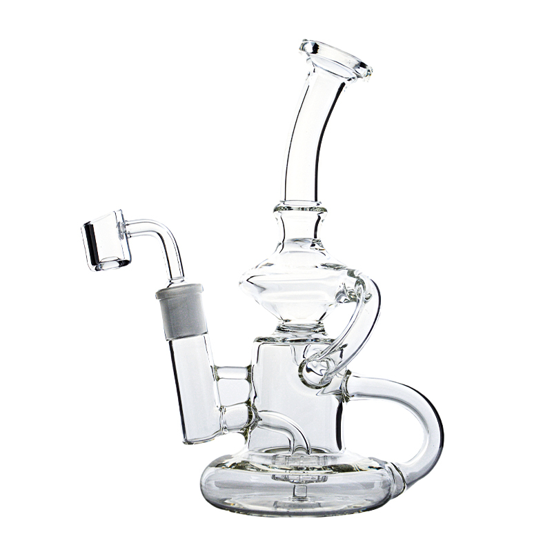 8 Inch Cheap Klein Recycler Dab Rig Clear Glass Bong Water Pipe