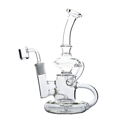 8 Inch Cheap Klein Recycler Dab Rig Clear Glass Bong Water Pipe 01