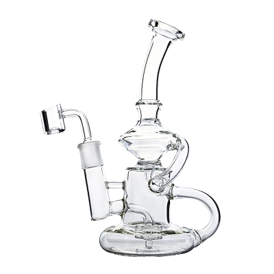 8 Inch Cheap Klein Recycler Dab Rig Clear Glass Bong Water Pipe 02