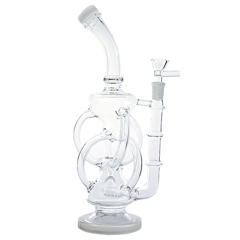 Cool Clear Glass Recycler Bong Inline Perc Water Pipe Dab Rig
