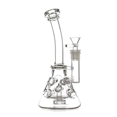 10 Inch Faberge Egg Swiss Perc Clear Glass Beaker Bongs Showerhead Best Small Mini Dab Rigs 02