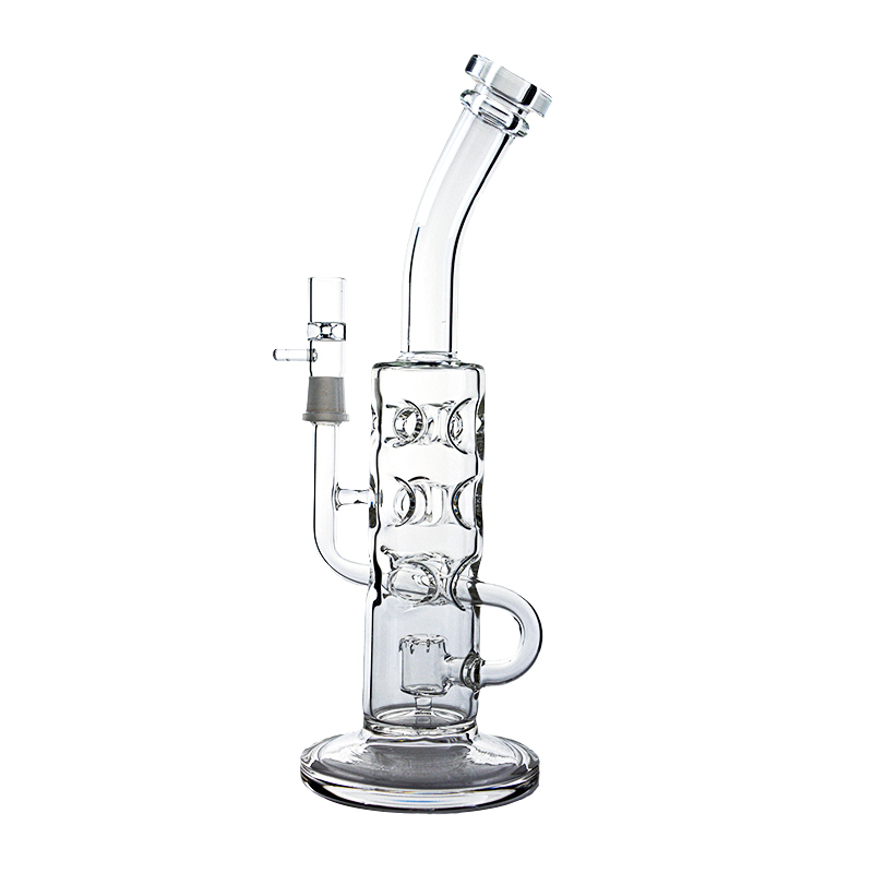 12 Inch Fab Egg Cool Clear Glass Bong Showerhead Swiss Perc Water Pipe Dab Rig