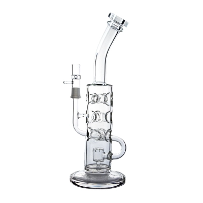 12 Inch Fab Egg Cool Clear Glass Bong Showerhead Swiss Perc Water Pipe Dab Rig 01