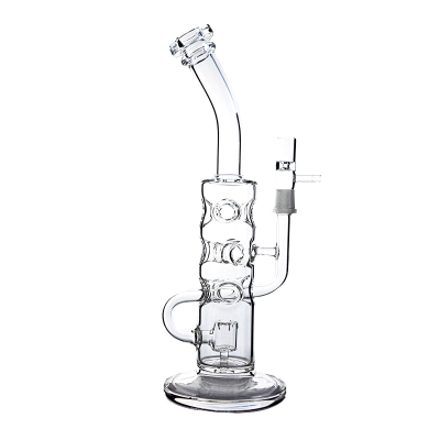 12 Inch Fab Egg Cool Clear Glass Bong Showerhead Swiss Perc Water Pipe Dab Rig 02