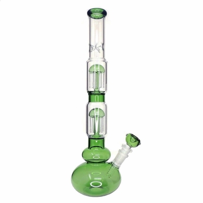 16 Inch Blue Bubble Water Pipes Double Tree Perc Big Heady Glass Bongs W/ Ice Catcher 01