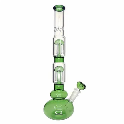 16 Inch Blue Bubble Water Pipes Double Tree Perc Big Heady Glass Bongs W/ Ice Catcher 01