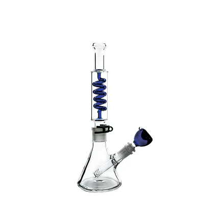 Cool Freeze Pipe Beaker Bong Coil Perc Green Glass Waterpipe 02