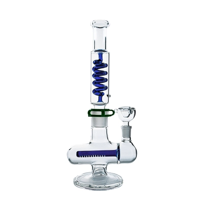 Cool Freeze Pipe Bong Inline-Coil Perc Green Blue Glass Water Pipes for Sale 02