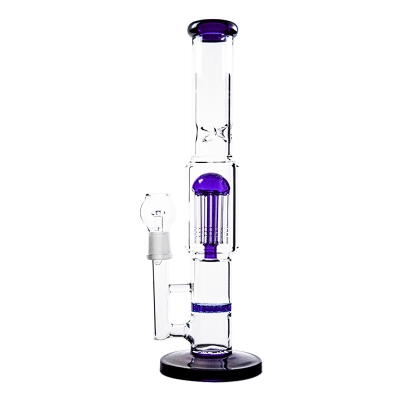12 Inch Cheap Bong Blue Glass Straight Water Pipe 8 Arms Tree Honeycomb Perc Dab Rig 01