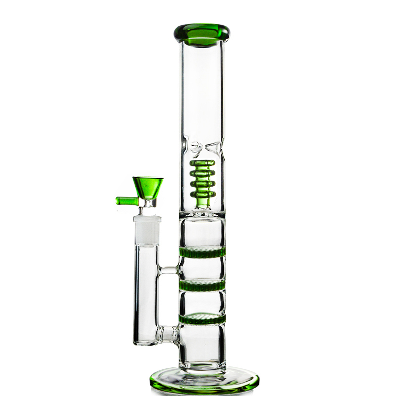 12 Inch Cheap Bong Triple Honeycomb-Showerhead Perc Dab Rig Straight Tube Glass Water Pipe