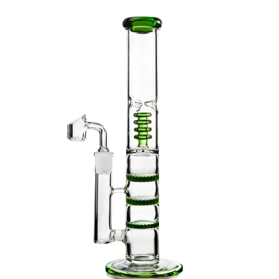 12 Inch Cheap Straight Tube Clear Bongs Triple Honeycomb Perc Glass Water Pipes 02